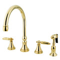 Gourmetier Widespread Kitchen Faucet W/ Brass Sprayer, Polished Brass GS2792GLBS